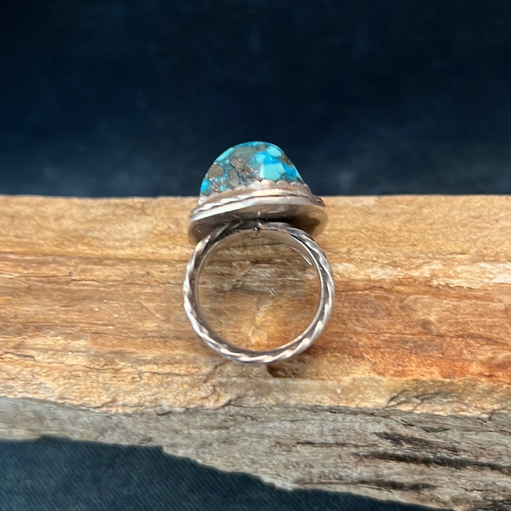 Southwest Sterling Silver Ring with Turquoise Nugget - Picture 4 of 9